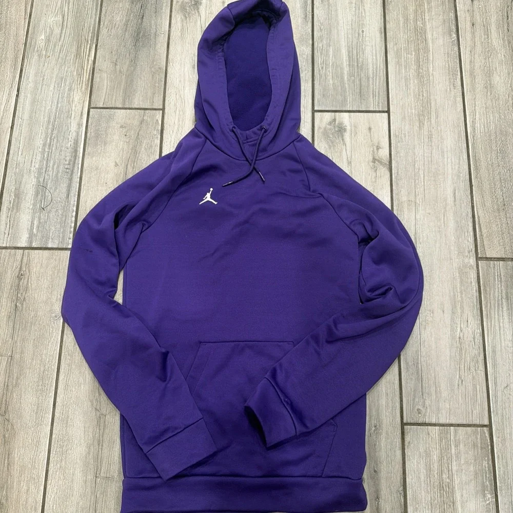 Jordan Hoodie Mens Pullover Fleece Hooded Pockets Logo Basketball  Small Purple